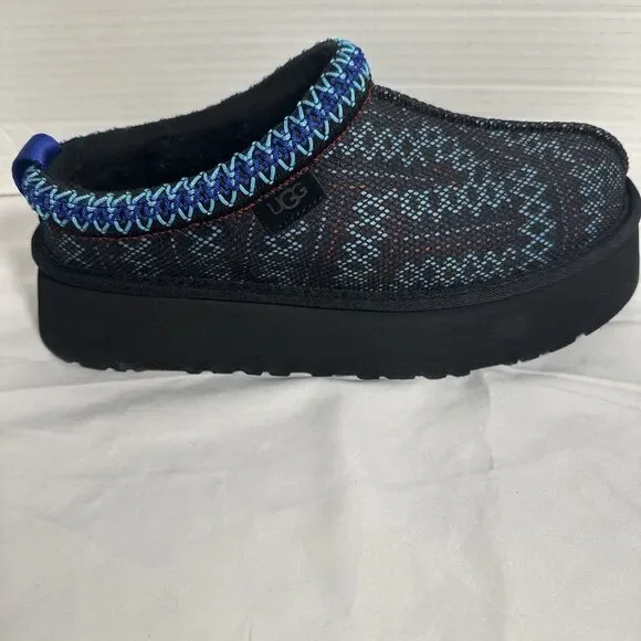 Ugg Tazz Maxi Tasman Slippers Women's 8 Black & Blue Shearling Platform Fleece - Picture 6 of 16